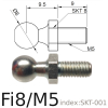 Sworzeń kulowy fi8 M5 L8 dl.gw.9mm DIN 71802
